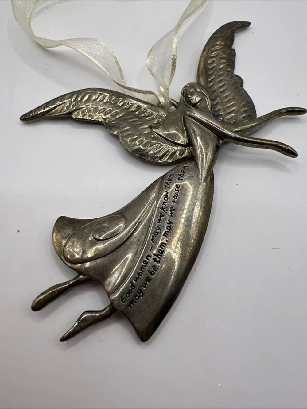 Angelic Reflections Pewter Ornament “good women” Quote Inscription 6x4”